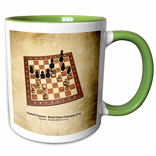 3dRose World Chess Champion Number Fourteen Kramnik 15oz Two-Tone Green Mug
