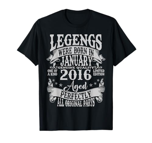 Legend were Born in January 2016 Vintage 10th Birthday Boys T-Shirt