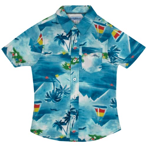 Image of Tommy Bahama Boys Classic Woven Button-Down Short-Sleeve Hawaiian Shirt with Pocket for Kids