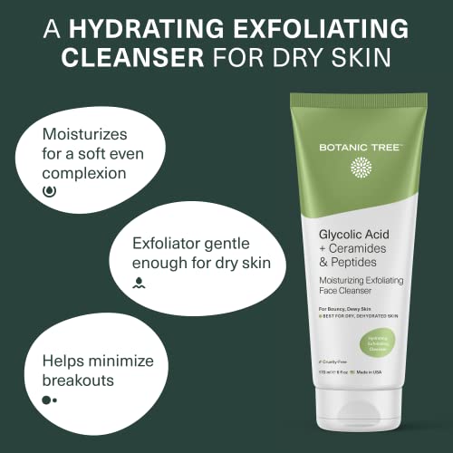 Botanic Tree Hydrating Exfoliating Cleanser With Glycolic Acid, Ceramides & Peptides, Gently Exfoliate While Hydrating Skin For Dewy Bouncy Skin #TOP1
