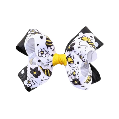 Bee Hair Accessories for Girls: Black White Ribbon Bows Clips, Spring Barrettes with Cute Design for Styling