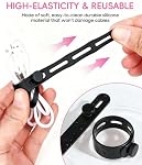 25 Pcs Silicone Cable Ties, Cable Ties Reusable, High Elasticity Cord Wraps for Electrical Cords, Cord Organizer for Earphone, Phone Charger(Black)