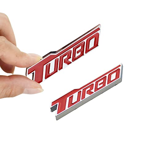 Image of 2 Pack Universal Metal Turbo Badge Emblem Car Auto Fender Trunk Tailgate Decal Sticker (Silver Red), Red,Silver