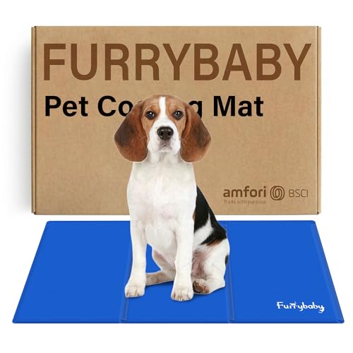 furrybaby Dog Cooling Mat, Pet Bed Dog Mat Self-Cooling Pad Cool Gel Bed Large Pads Mats, No Need to Refrigerate or Freeze, Apply Indoors Outdoors Car(Blue 50x90cm)