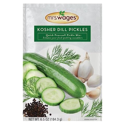 Mrs. Wages Kosher Dill Pickles Quick Process Mix, Quick and Easy, Simple-To-Use, Traditional Pickle Flavoring, Enhance Your Pickling Cucumbers, 6.5 oz Packet (Value Pack of 6) Cover