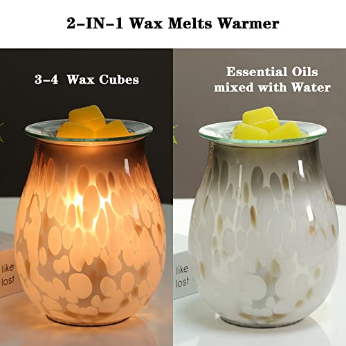 EQUSUPRO Wax Melts Warmer Candle Warmer - Electric Glass Oil Burner for Scented Wax, Fragrance Night Light for Home Office Bedroom Decor&Gifts (White Feather) - Thumbnail 2