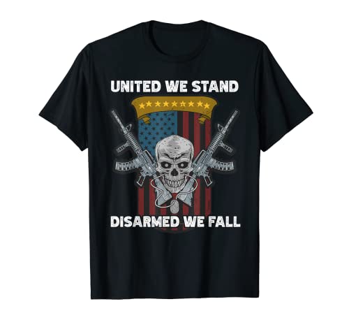 Pro guns United estamos desarmados caemos bandera de EE.UU. cráneo Camiseta