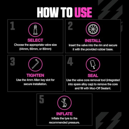 Muc-Off Valvole Presta Rosse, 44 Mm - Valvole Tubeless Per Bici, Con Strumento Smonta Valvola Incluso - Di Alta Qualità E Senza Perdite - 5