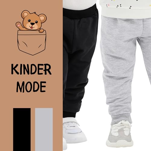 deiko 100% Baumwolle Babyhosen Kinderhosen | 2 er-Pack Lässig Sweathose Weiche und Bequeme Babykleidung für Jungen und Mädchen (6-9 Monate, Schwarz - Grau)