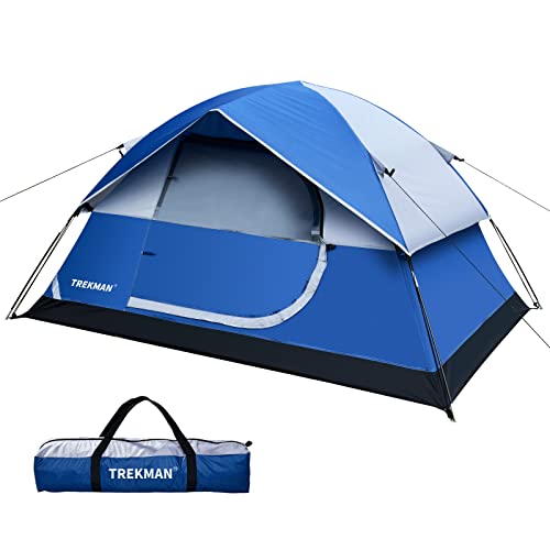 TREKMAN 2 Person Dome Tent with Removable Rain Fly, Easy Set Up for Camping Backpacking Hiking Traveling Outdoor, Navy, (T-PMK211512), 82.7''x59''x47''