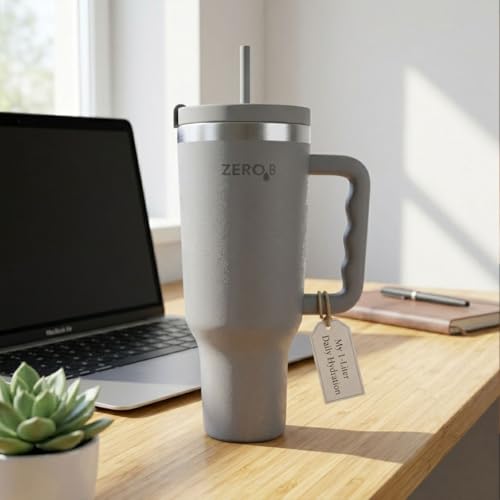 Image of ZeroB H2OHH Tumbler with Purifier (GRAY) | 1 Litre SS304 Tumbler | Removes 99.9% Bacteria & Viruses | Eco-Friendly | Travel, Gym, Office, College | 2 Extra Filter Pads, 2 Straws Included.