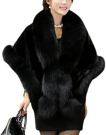 Womens Faux Fur Shawl Soft Versatile Scarf Wrap Shrug Winter Warm Cloak Coat Cape for 1920s Bridal Wedding Evening Dresses