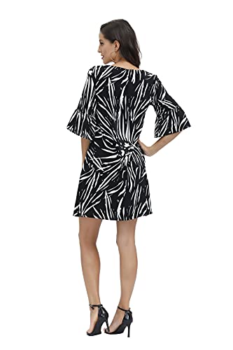 Image of BUENOS NINOS Dresses for Womens Summer Bell Sleeve V-Neck Shift Dress Mini Dress