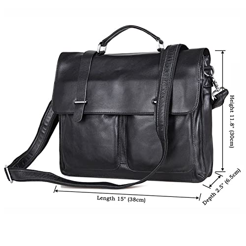 Mens Business Handbags, Messenger Shoulder Bags, Backpacks, Genuine Leather Briefcases (Color : Black)2