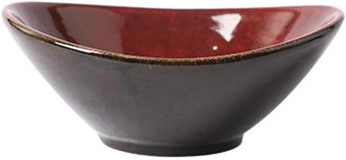 Vintage Rice Bowls ，Ceramic Tableware Rice BowlHousehold solid color retro personalized ceramic relief exquisite fruit dessert plate(5.5 inch ingot bowl)