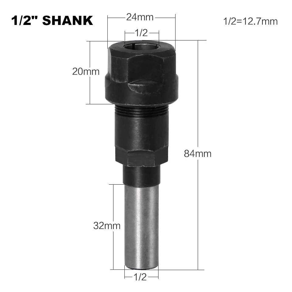 TOPWAY Router Bit Collet Extension 3PCs Set 1/2", 1/4" and 8mm Shank Extension Rod, High Grade Chrome Vanadium Steel - Image 3