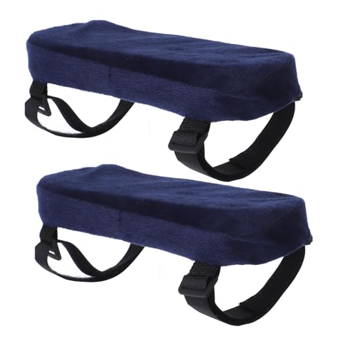 SHINEOFI 2Pcs Office Chair Armrest Pads with Memory Foam Cushion Ergonomic Elbow Support Covers for Gaming Desk Chairs Straps Enhanced Comfort Dark Blue