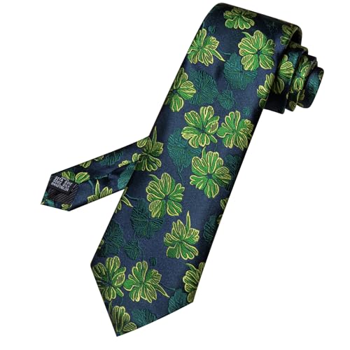 Image of Barry.Wang Floral Ties for Men Flower Necktie with Tie Clip Formal