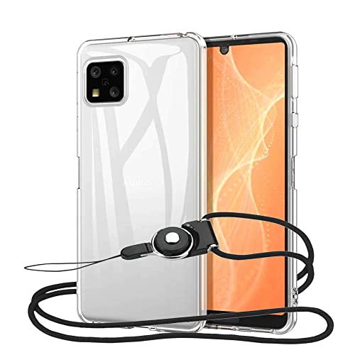 Aquos Sense4 / Sense5G 用の ケース クリア 用の ストラップホール付き 耐衝撃 透明 カバー 耐黄変 薄型 衝撃吸収 軍用規格 軽量 防水ソフトシリコン 指紋防止 散熱加工 Aquos Sense4 用の