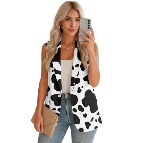 Blazer Suit Vest for Women Fashion Waistcoat Work Dressy Casual Sleeveless Blazer Jackets Vest Tops with Pockets