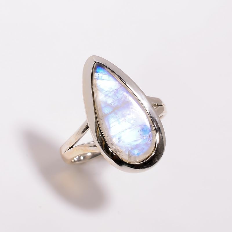 Bague en argent pierre de lune naturelle faite main, fini les bijoux jetables