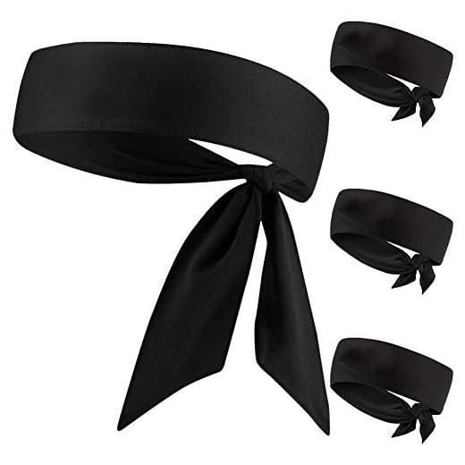 Head Tie, Black Karate Ninja Head Wraps Headband, Tie Up Sweatband Hair Band for Men Women Kids Girls Boys, Pirates Bandana Headwrap for Tennis, Workout (Black 4 Pack)