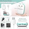Mini Printer Portable, Inkless Sticker Printer with 8 Rolls Paper, Bluetooth Wireless mini Thermal Printer Compatible with iOS + Android for Journal, Memo, Photo, Print Pod Gifts for Girls Kids