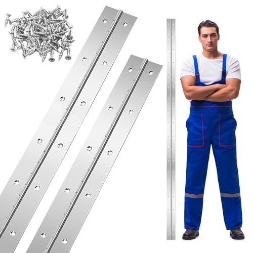 Gisafai 2 Pack Continuous Piano Hinges, Heavy Duty Stainless Steel Piano Hinge, Smooth Polished Folding Continuous Hinge, 0.04 Inch Leaf Thickness, 2 Inch Open Width for Cabinet Door (72 Inch)