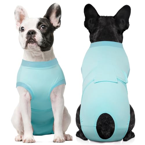 Image of Kuoser Dog Recovery Suit, Female Male Spay Neuter Surgery Suit, Azure, XS | Post-Surgery Anti-Licking Pet Onesie, Surgical Bodysuit Cone Alternative to Protect Wounds, Incisions, Skin & Recovery Care