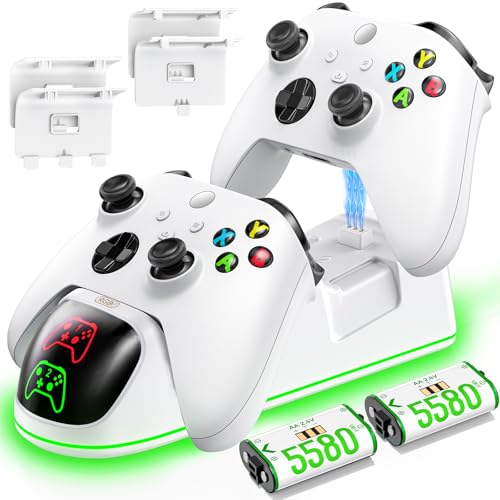 Carregador de controlador compatível com Xbox Series X|S/Xbox One, estação de carregamento com 2 x 1300 mAh kit de bateria recarregável, base de carregamento dupla OIVO para Xbox One/One Elite/Series X|S