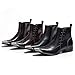 Men's Brown Western Ankle Boots with Pointed Toe Metal Toe Cap and Side Zipper Dress Boots for Business Wedding Party Fall Winter Fashion