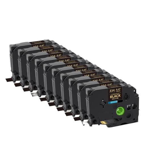 10pk TZE-231݊̂郉xe[v12mmTZE131 TZE631x[J[Ƃ̃~l[ge[v[N(Gold on Black)