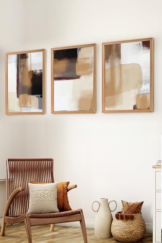 Premium Ahşap Çerçeveli 3'lü Modern Iskandinav Bohem Tarz Dekoratif Ev Dekorasyonu Tablo Seti-Set12 Myk3012-2