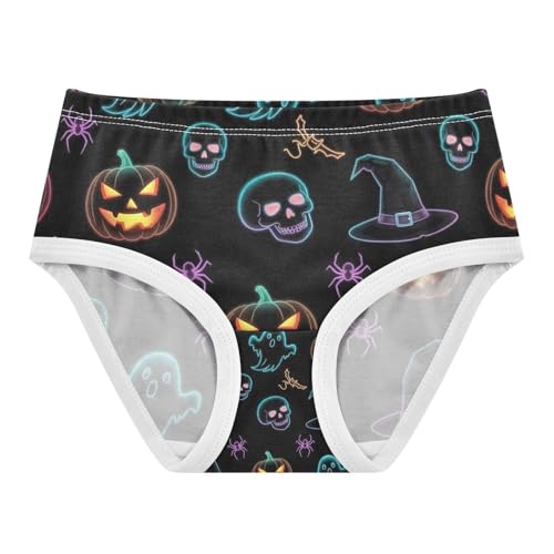 Neon Halloween Pumpkins Skulls Toddler Girls Underwear, Girls Underwear, 2T–8 Years