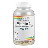 Solaray Vitamin C w/Rose Hips, Acerola & Bioflavonoids | 1000mg | Supports Immune Function & Healthier Skin, Hair, Nails | Non-GMO | Vegan | 250 CT
