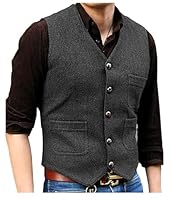 Solovedress Mens Vintage Classic Wolle Anzugweste Formale Regular Fit Weste Anzug Weste für Hochzeit Groomsmen(Grey,L)