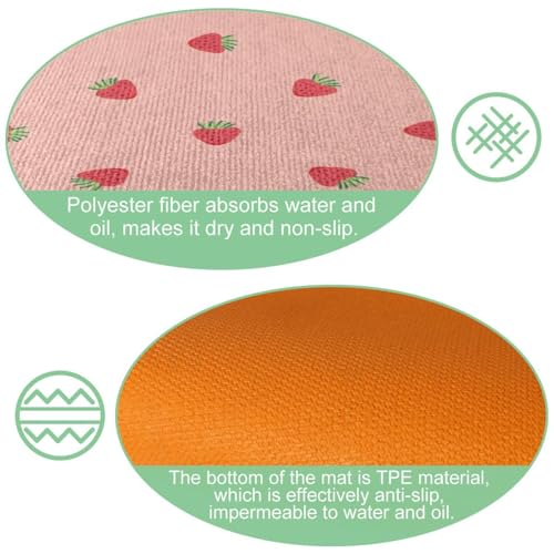 Alfombrillas de cocina antideslizantes VAPOKF lavables de diseño rosa 6