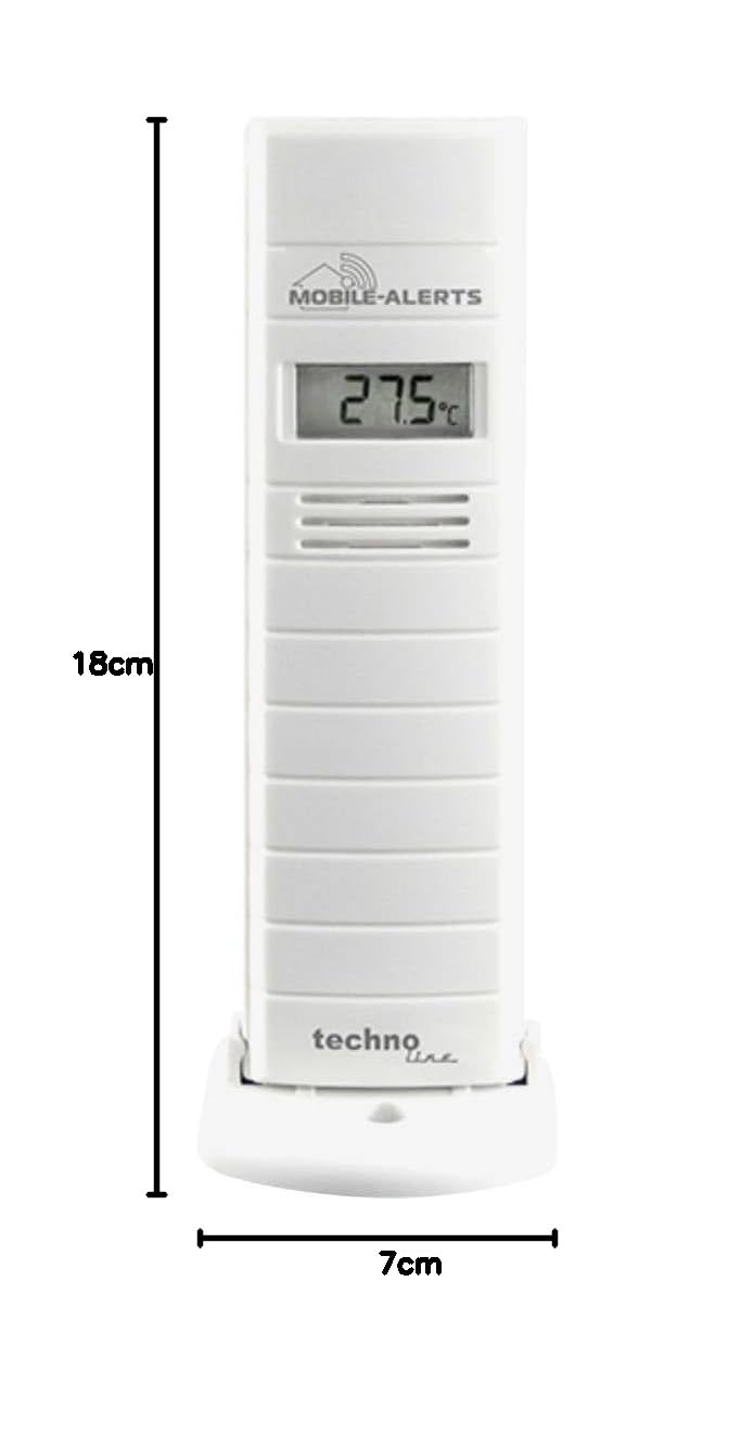 Technoline Alerts dodatkowy czujnik MA 10200 - czujnik termiczny - higro z transferem danych do smartfona, kompatybilny z Alexa, monitorowanie temperatury i wilgotności, 9 x 7 x 18 cm, biały