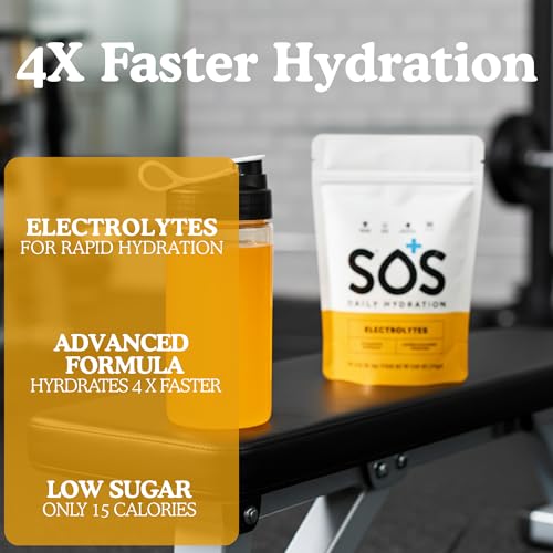 Image of SOS Hydration Electrolyte Powder Sticks | Low Sugar Rapid Hydration | Keto Friendly (24 Servings, Mango)