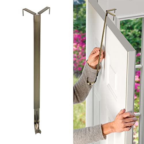 Haute Decor Adapt Adjustable Wreath Hanger, Top & Length Adjustable - Antique Brass - Over The Door Wreath Holder That Fits Almost Any Door Size