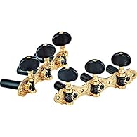 Machine Heads for classical guitar – No Lyra – 1: 14 Gear Ratio Gold Base, Ebony Coloured Plastic Buttons Leg waves made of plastic, black Gold Snail wheels, Black Snail waves 1x Right, 1x left, each with 3 leg waves , Each with 4 mounting holes to a...
