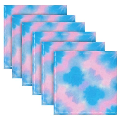Servilletas de Tela Reutilizables Tie-dye Azul-Rosa Set 6 miniatura 5