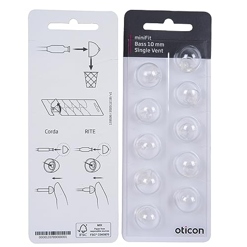 Oticon Minifit Single Vent Bass Domes: 10-Pack (10Mm) #TOP1
