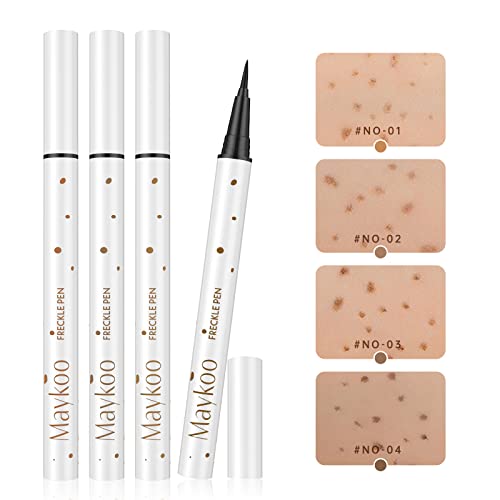 Freckle Pen 4 Colors Natural Lifelike Freckles Makeup Pen, Face Fake Freckles Waterproof Long Lasting Quick Dry, Get Sun-Kissed Stars Makeup Freckle #TOP1