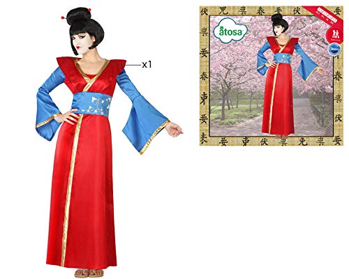 ATOSA Karnevalskostüm 'Geisha' – Rot/Blau, Damenkostüm In Größe 38/40