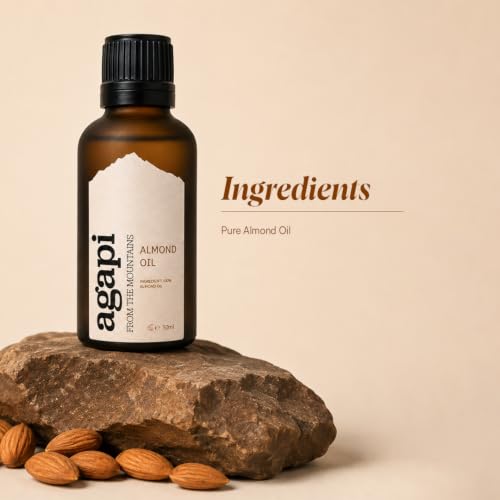 Image of Agapi Sikkim Pure Almond Oil 50ml - 100% Natural, Handcrafted, Nourishing & Strengthening, Promotes Hair Growth, Improves Texture & Shine, Anti-Breakage, Gentle & Non-Greasy