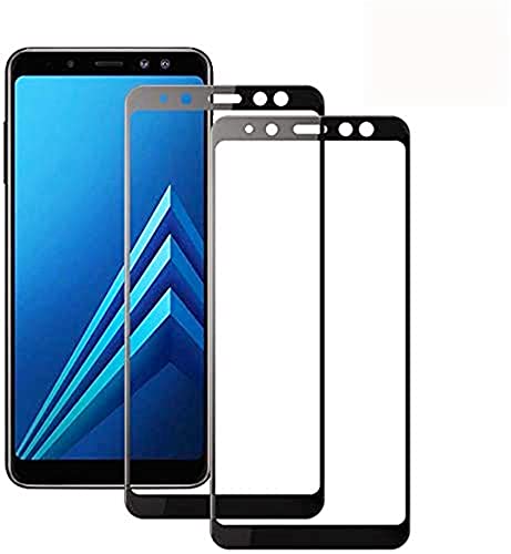 [2-unidades] Protecteur d'écran Samsung Galaxy A8 2018, modoca la protection plus simple et efficace de l'écran [Couverture Complète] Protecteur Verre Trempé pour A8 2018, noir Cover