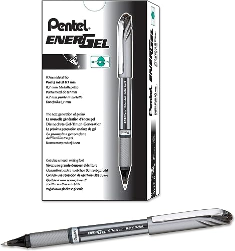 Bolígrafo Rollerball Pentel Energel 0.7 mm Negro Pack 12