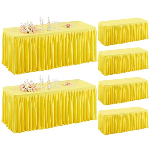 6-Pack Yellow Rectangle Tablecloths for 6 Foot Tables - 6ft Table Cover