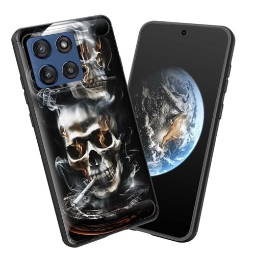smauncucn for Moto Edge 2025 Case,Soft TPU Slim Fashion Anti-Fingerprint Non-Slip Protective Phone Case Cover for Motorola Moto Edge 2025,Smoking Skull